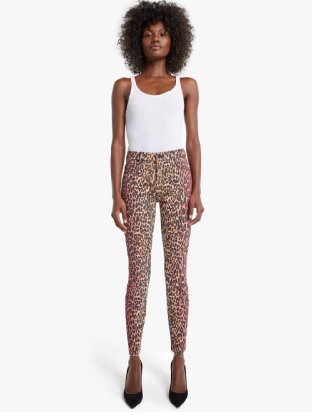 MOTHER Leopard-Print High-Rise Skinny Pants - Brown & Pink
